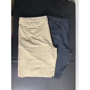 Hang Ten Men's 40 Golf Shorts Set of 2 Striped Flat‎ Front Casual Outdoors